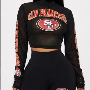49ers Halftime Show Black/Red Fashion Nova NFL Official Crop Top NWT Size Small